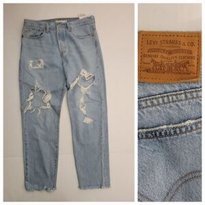 Levis Premium Jean Womens Sz 30 Wedgie Straight High Rise Button Fly Fray Big E